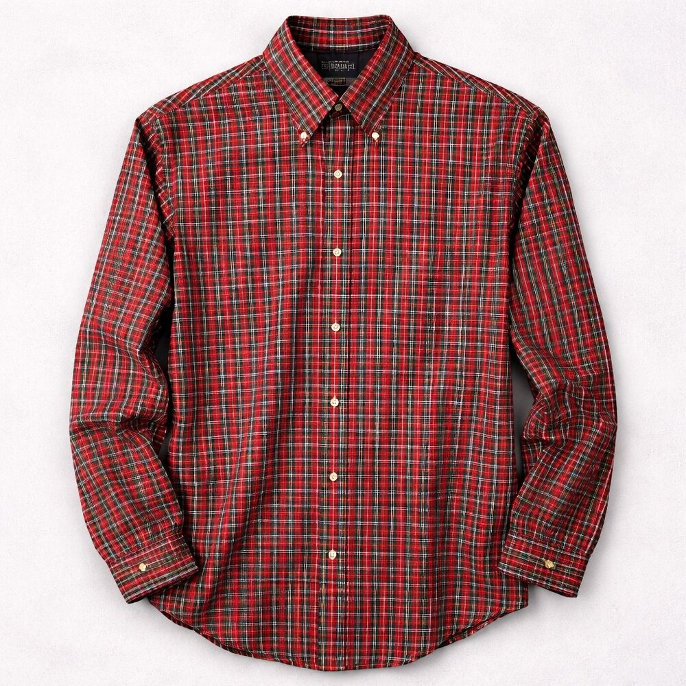 Vintage McGregor Bagpiper Red Plaid Button Down Shirt Mens M